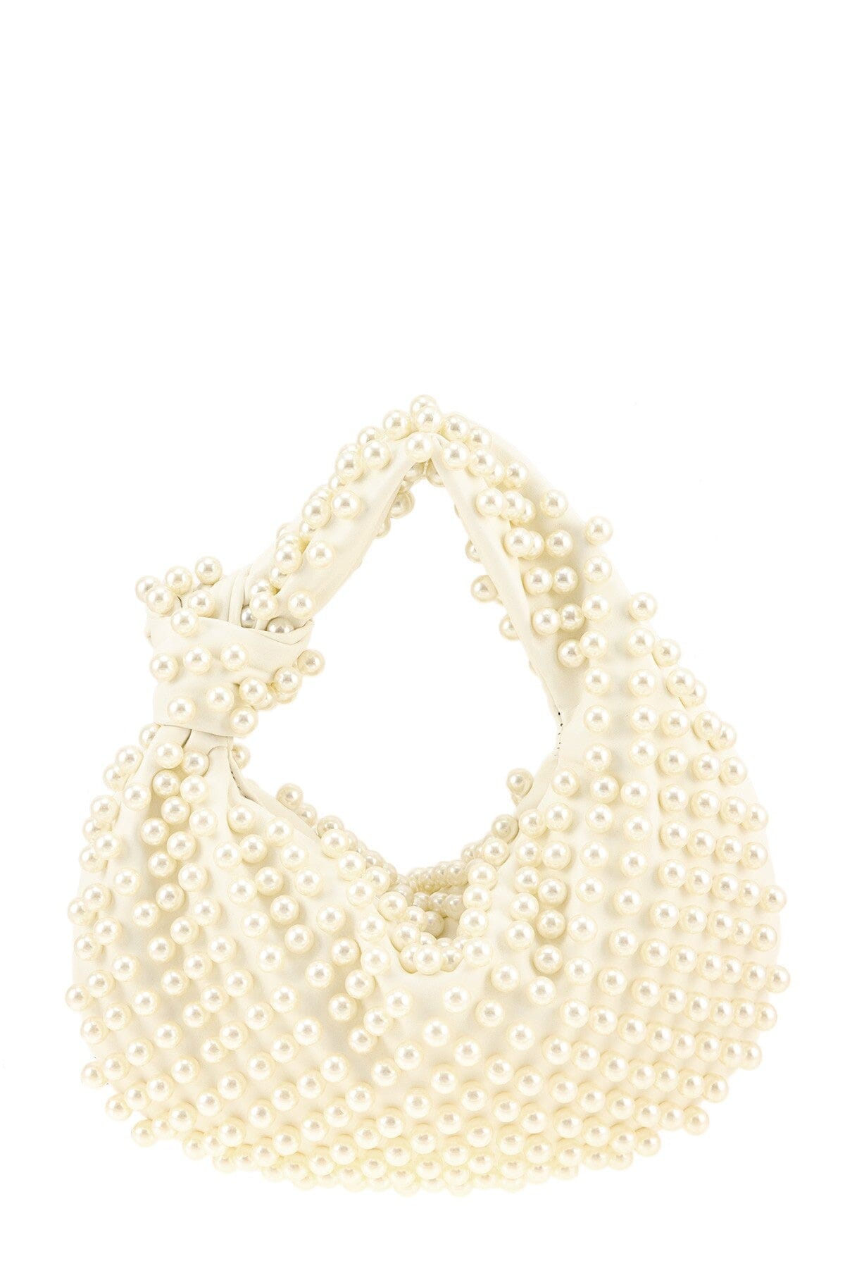 Pearl Pave Ivory Knotted Hobo Clutch Bag