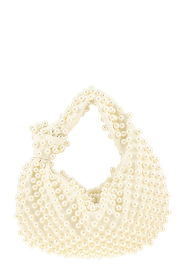 Pearl Pave Ivory Knotted Hobo Clutch Bag