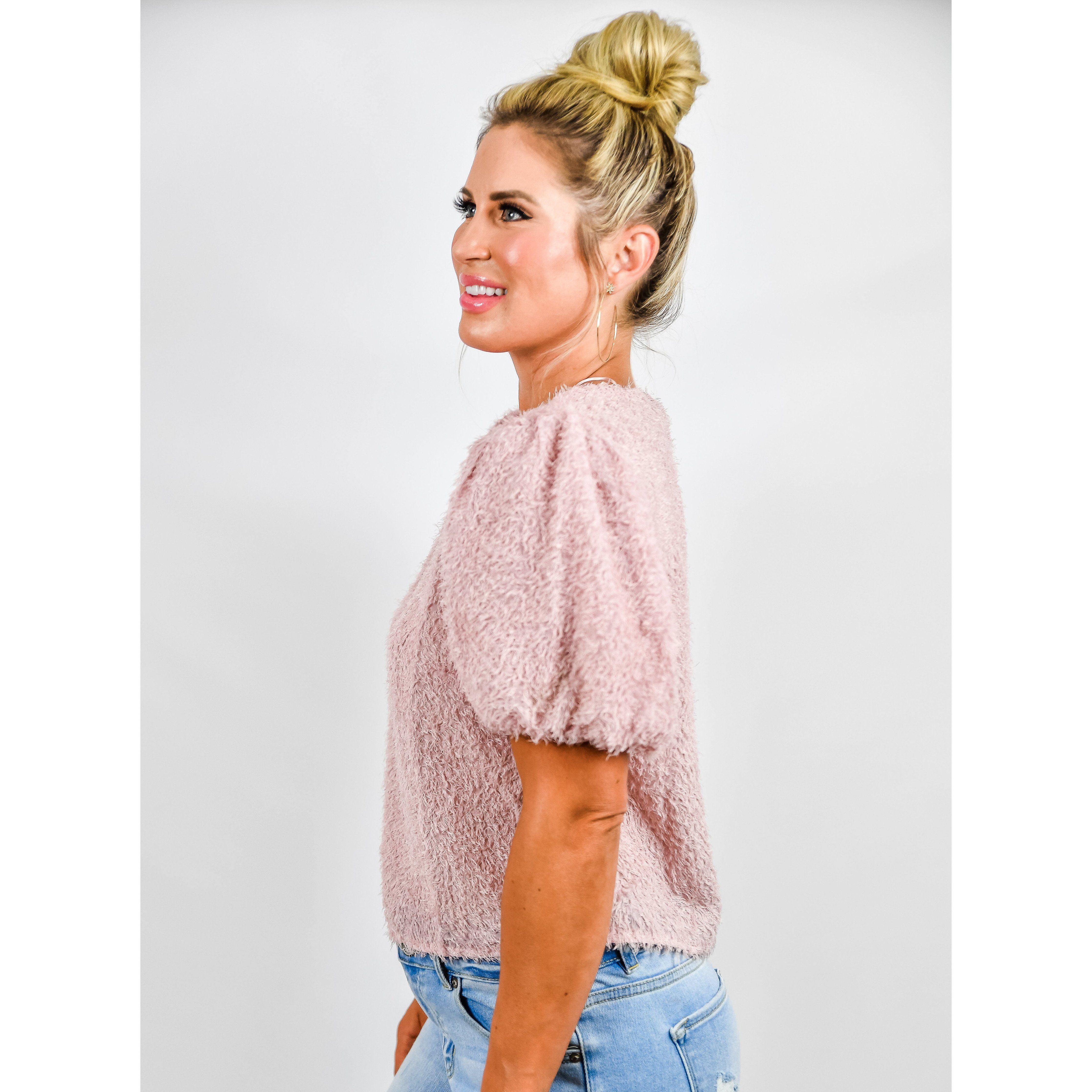 Pink Fringe Puff Sleeve Top - FINAL SALE