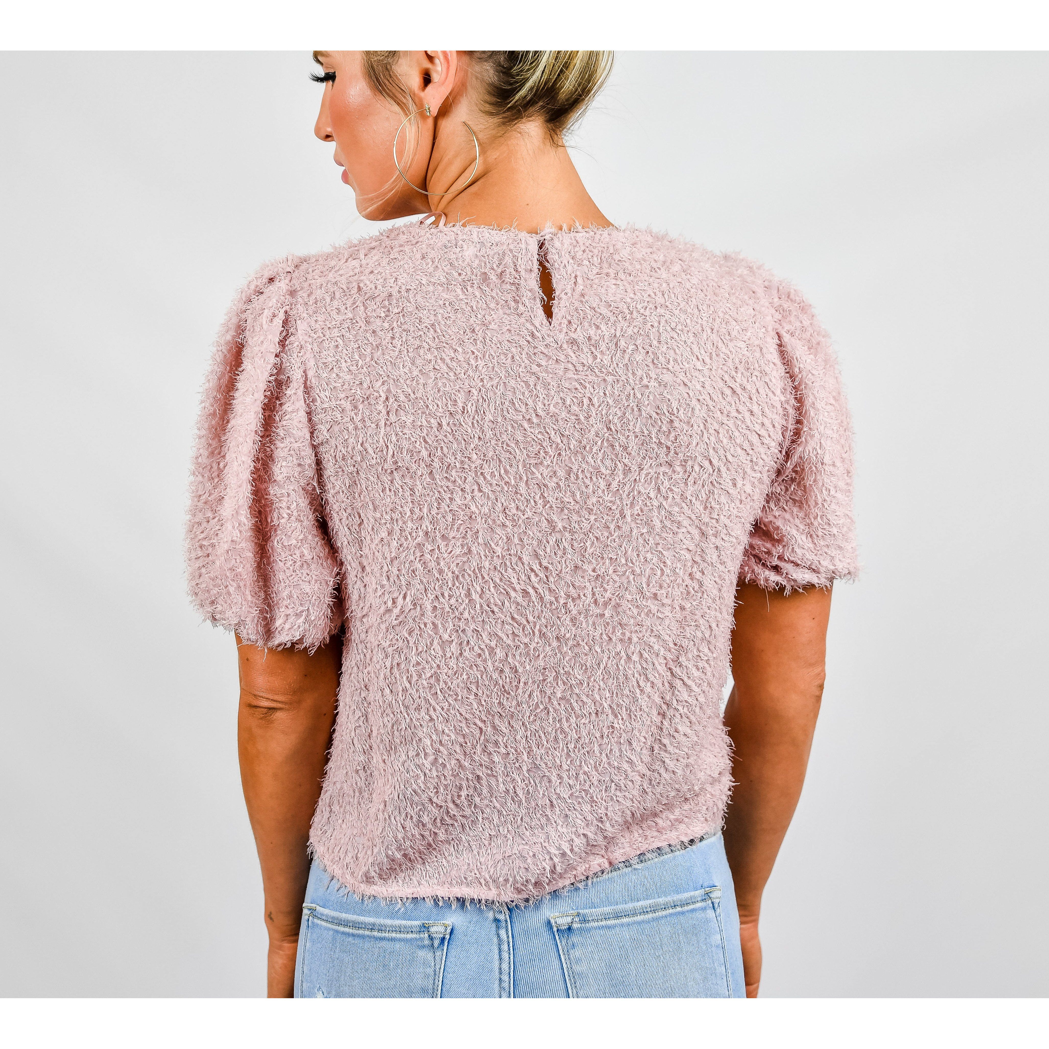 Pink Fringe Puff Sleeve Top - FINAL SALE