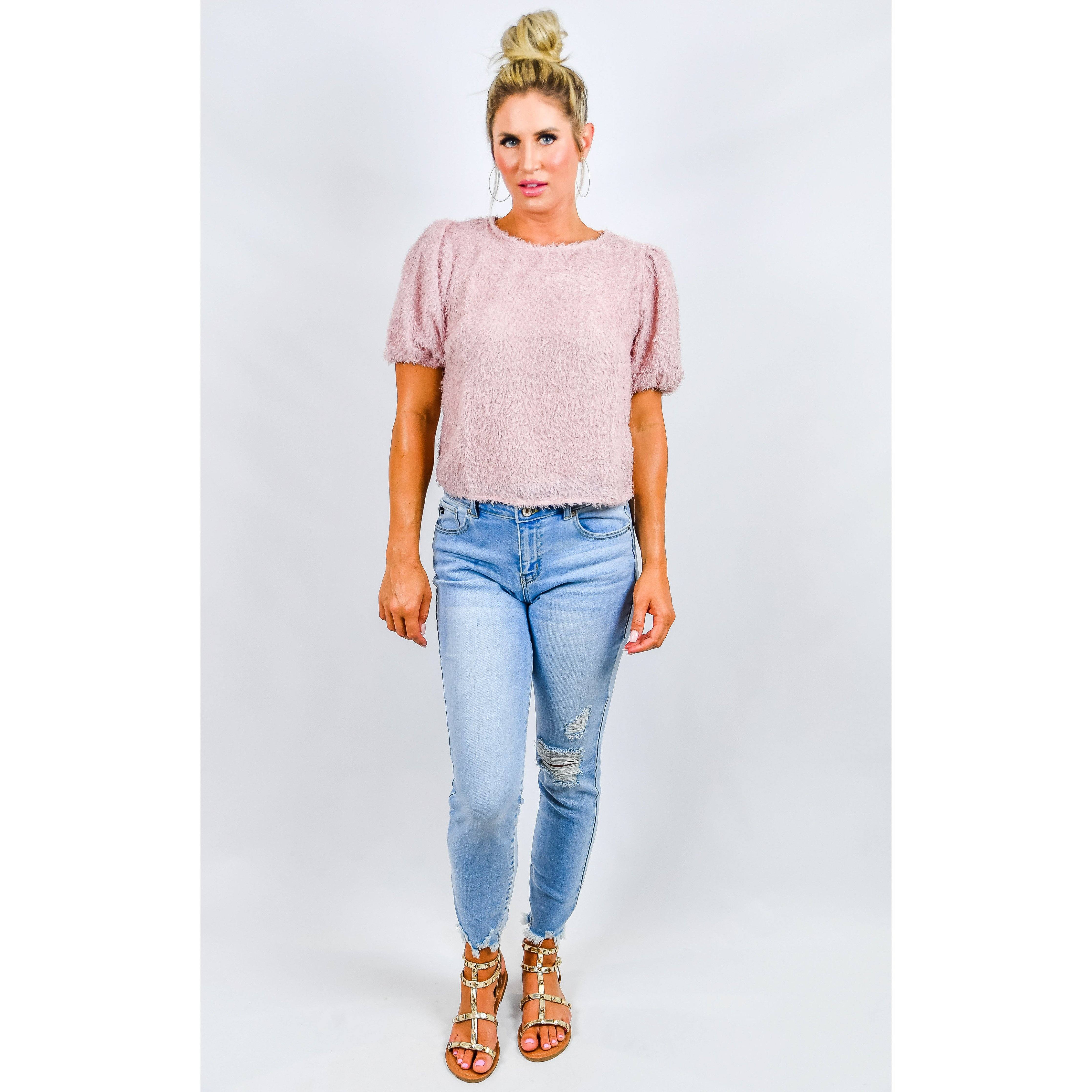 Pink Fringe Puff Sleeve Top - FINAL SALE