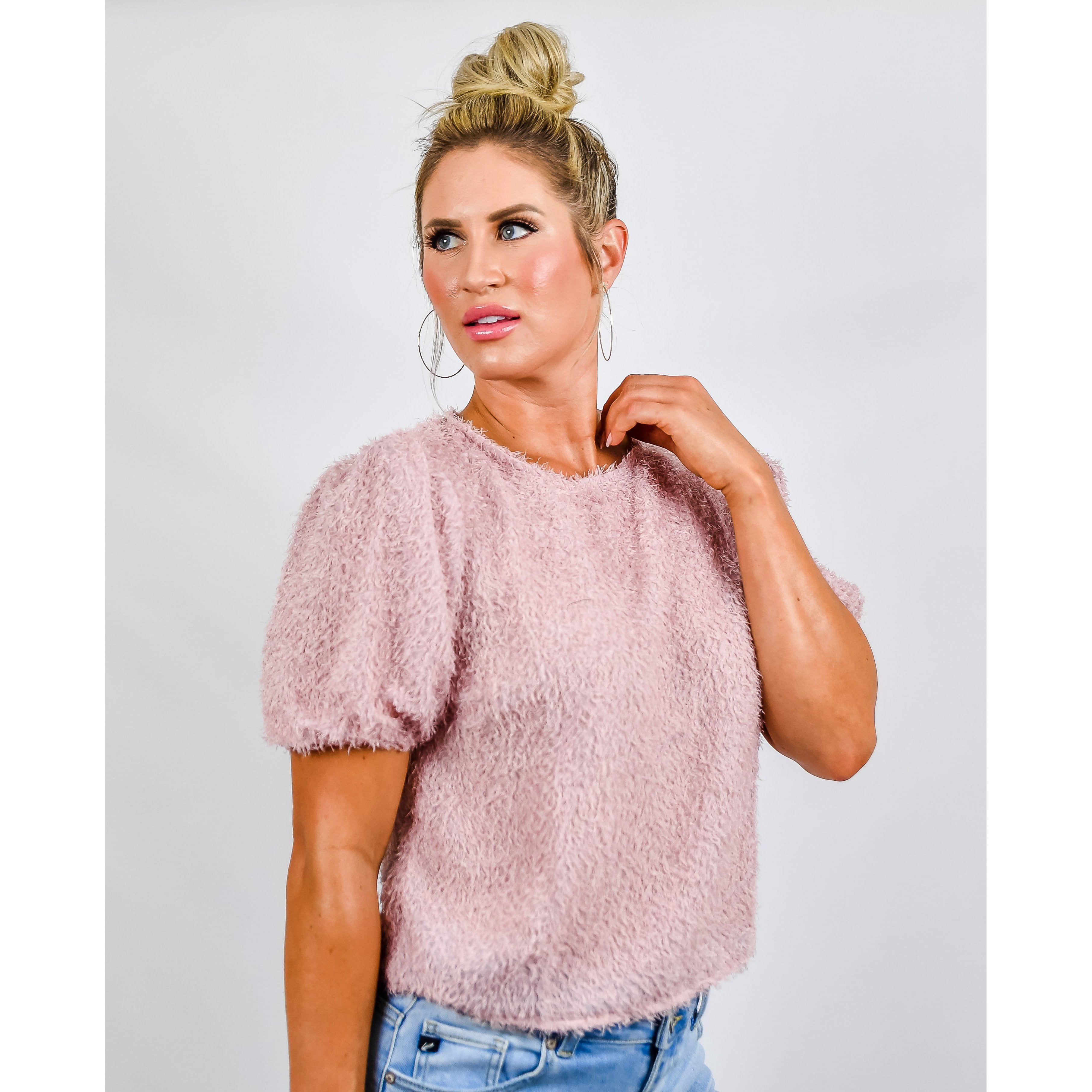 Pink Fringe Puff Sleeve Top - FINAL SALE