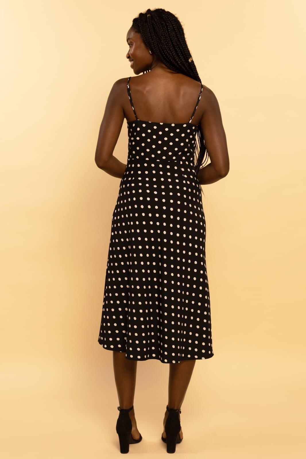 Pretty in Polka Dots Sleeveless Strappy Midi Dress