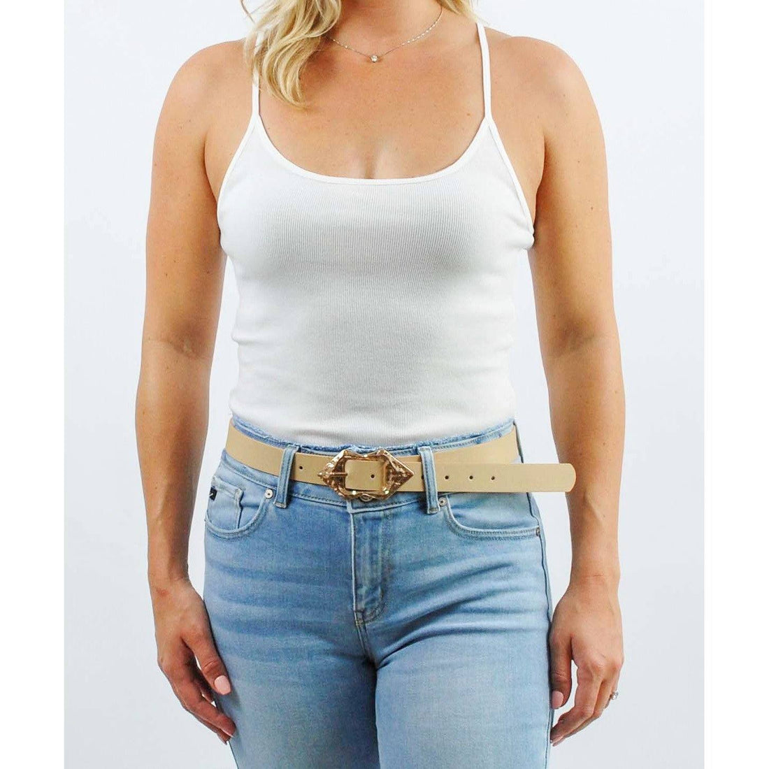 Ribbed Scoop Neck White Cami Tank