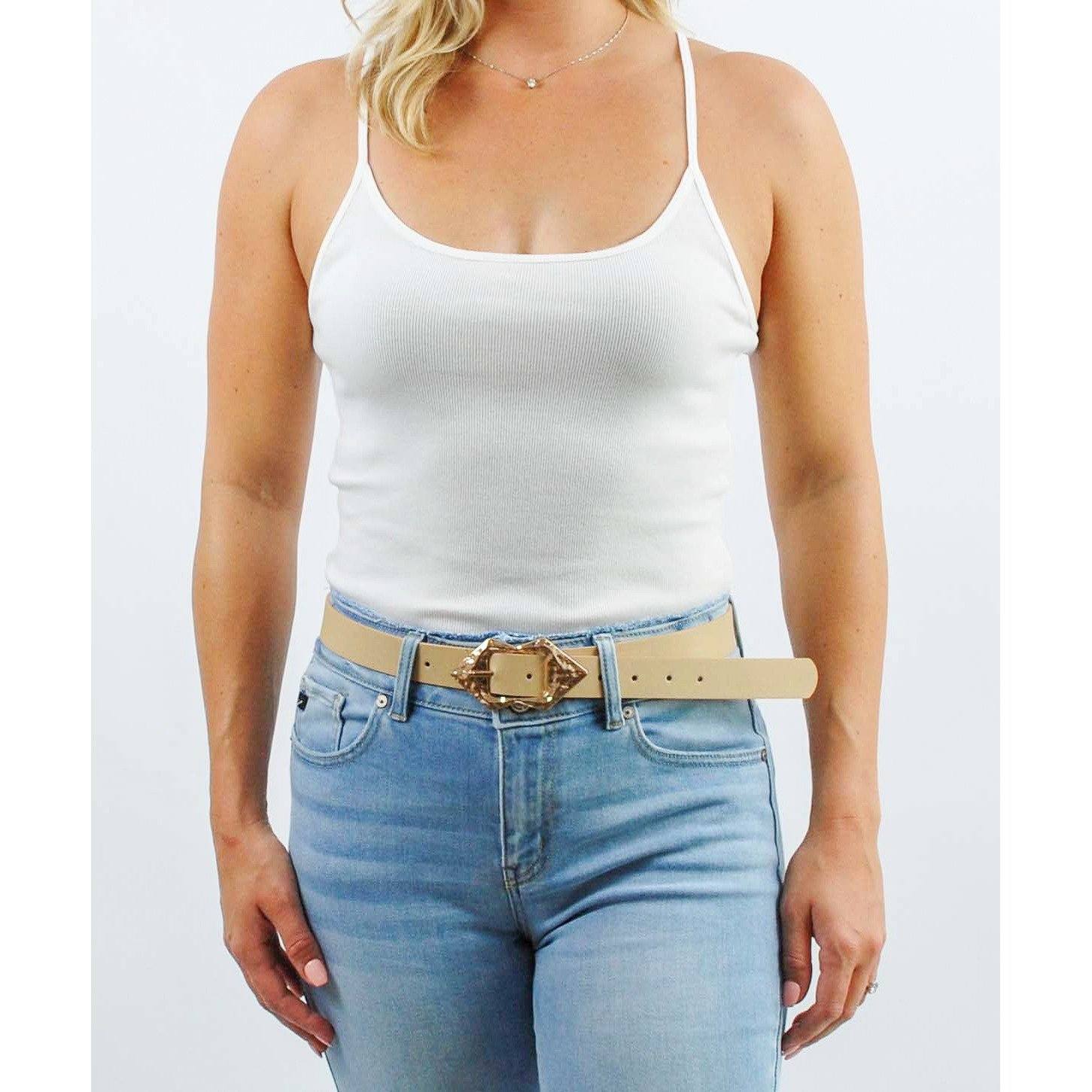 Ribbed Scoop Neck White Cami Tank