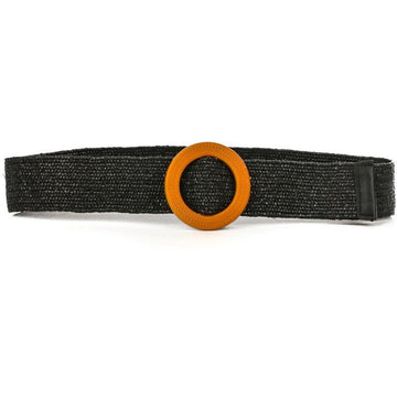 Rio Straw Raffia Woven Belt - Black
