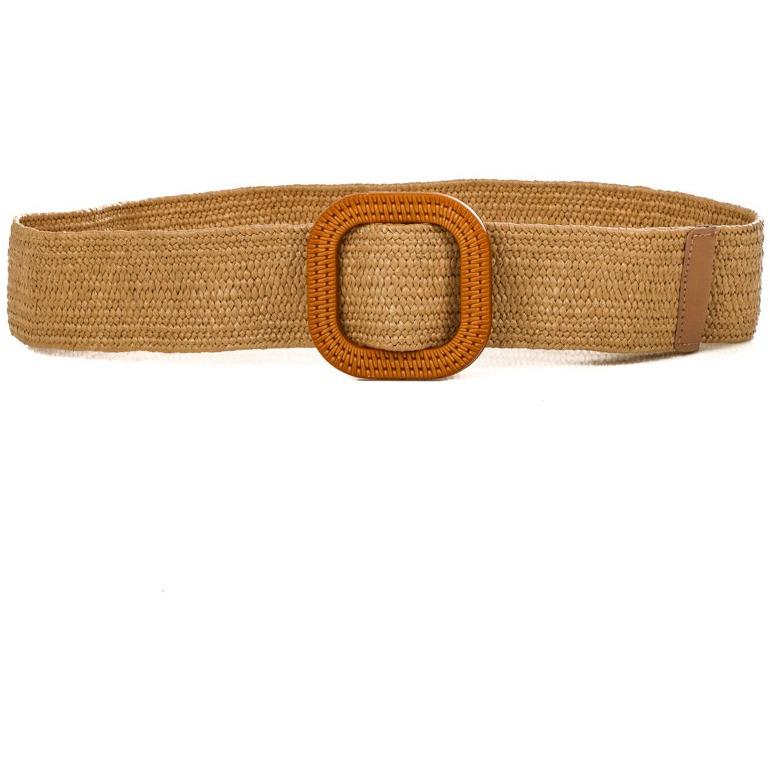 Rio Straw Raffia Woven Belt - Tan
