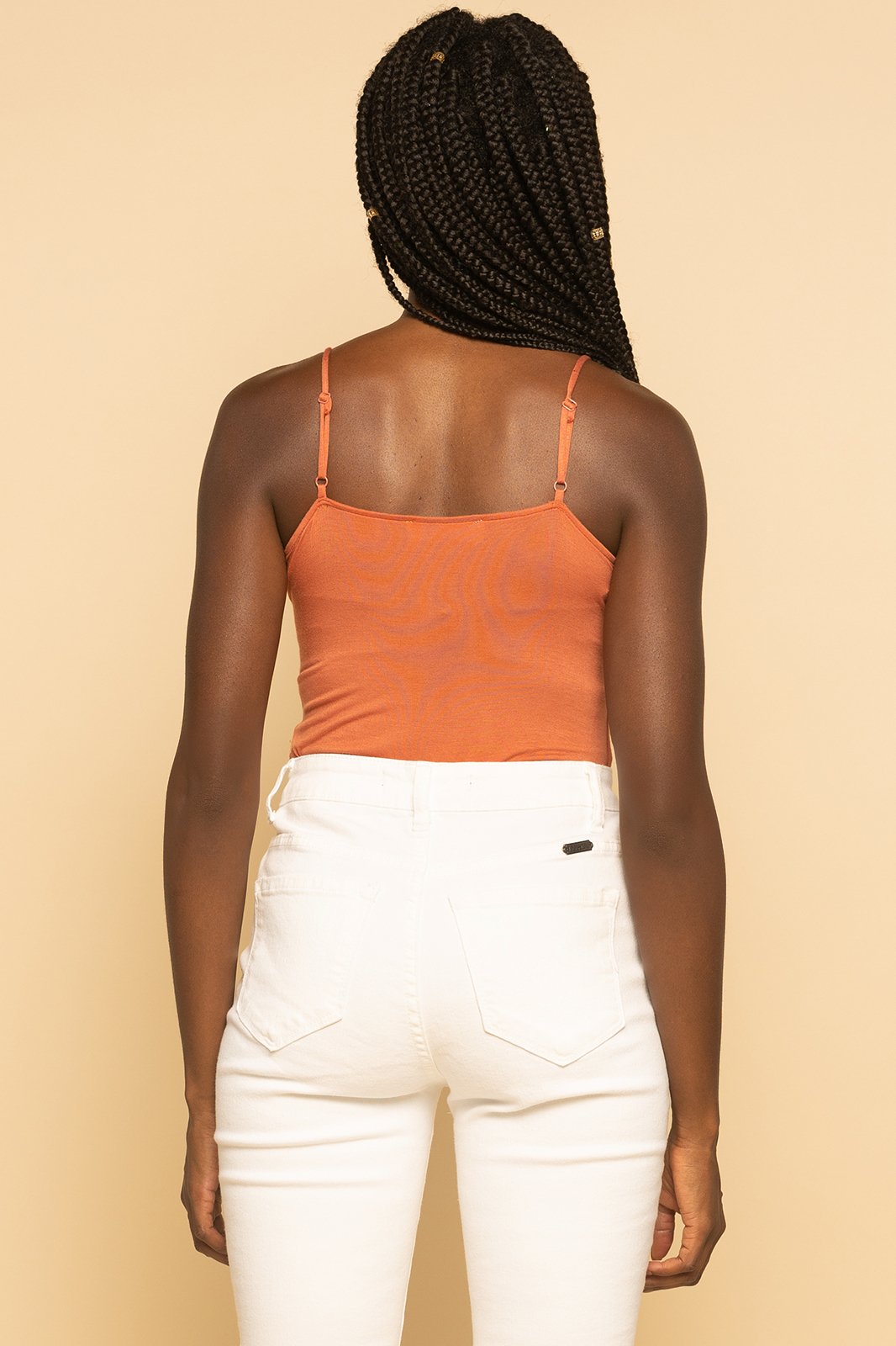 Rust Strappy Cami Square Neck Bodysuit