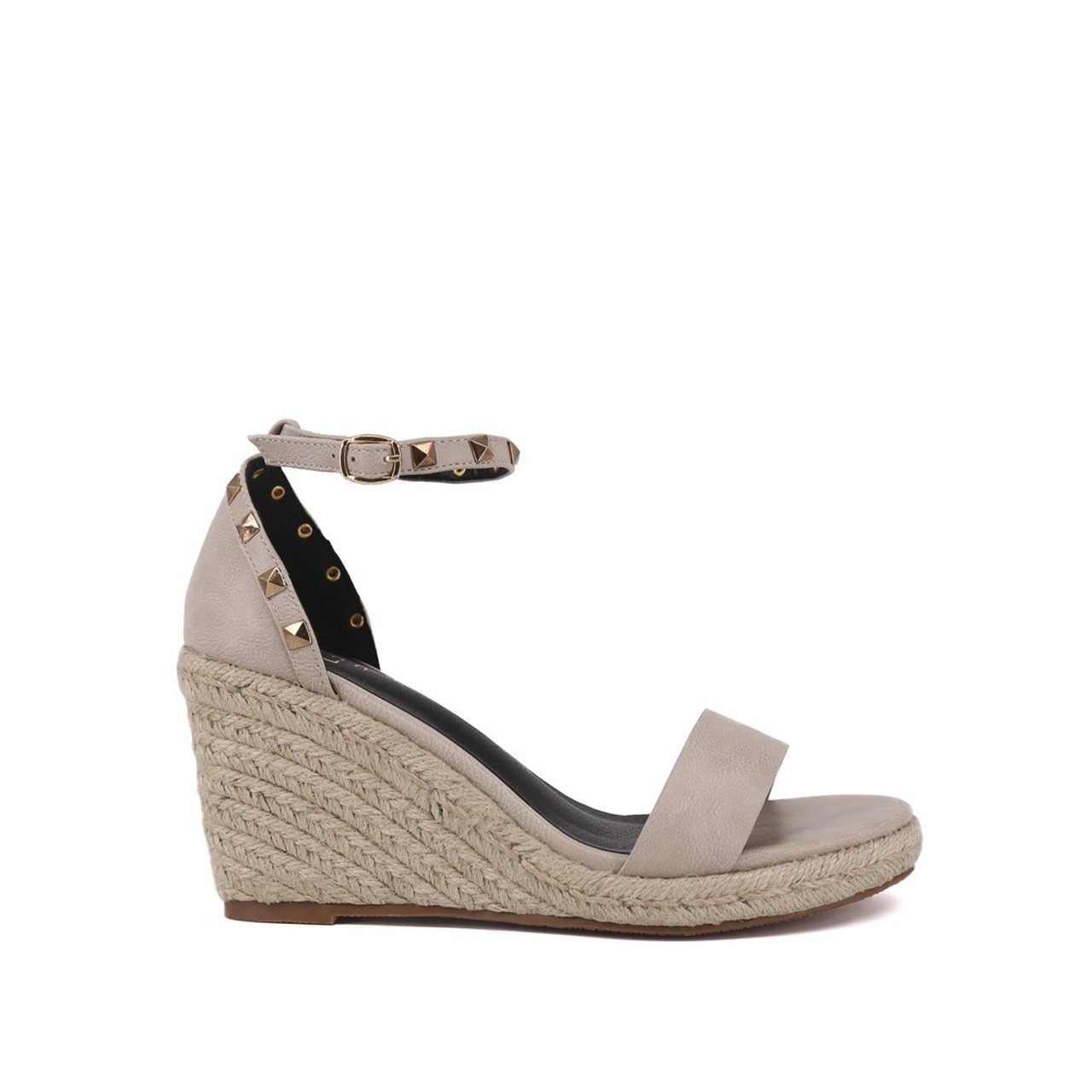 Sarah Studded Espadrille Beige Wedge Sandals