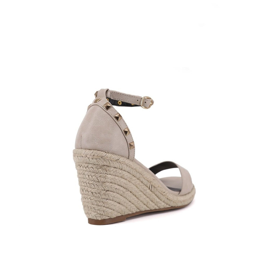 Sarah Studded Espadrille Beige Wedge Sandals