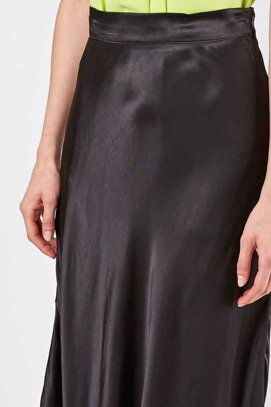 Satin Midi Skirt Black