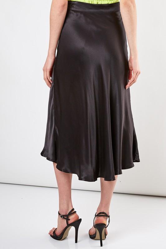 Satin Midi Skirt Black