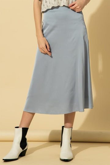 Satin Midi Skirt Light Blue