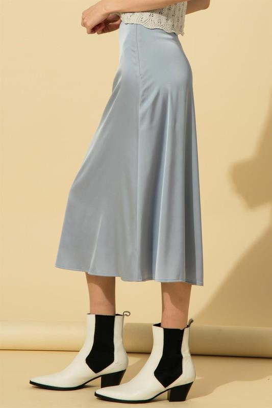 Satin Midi Skirt Light Blue