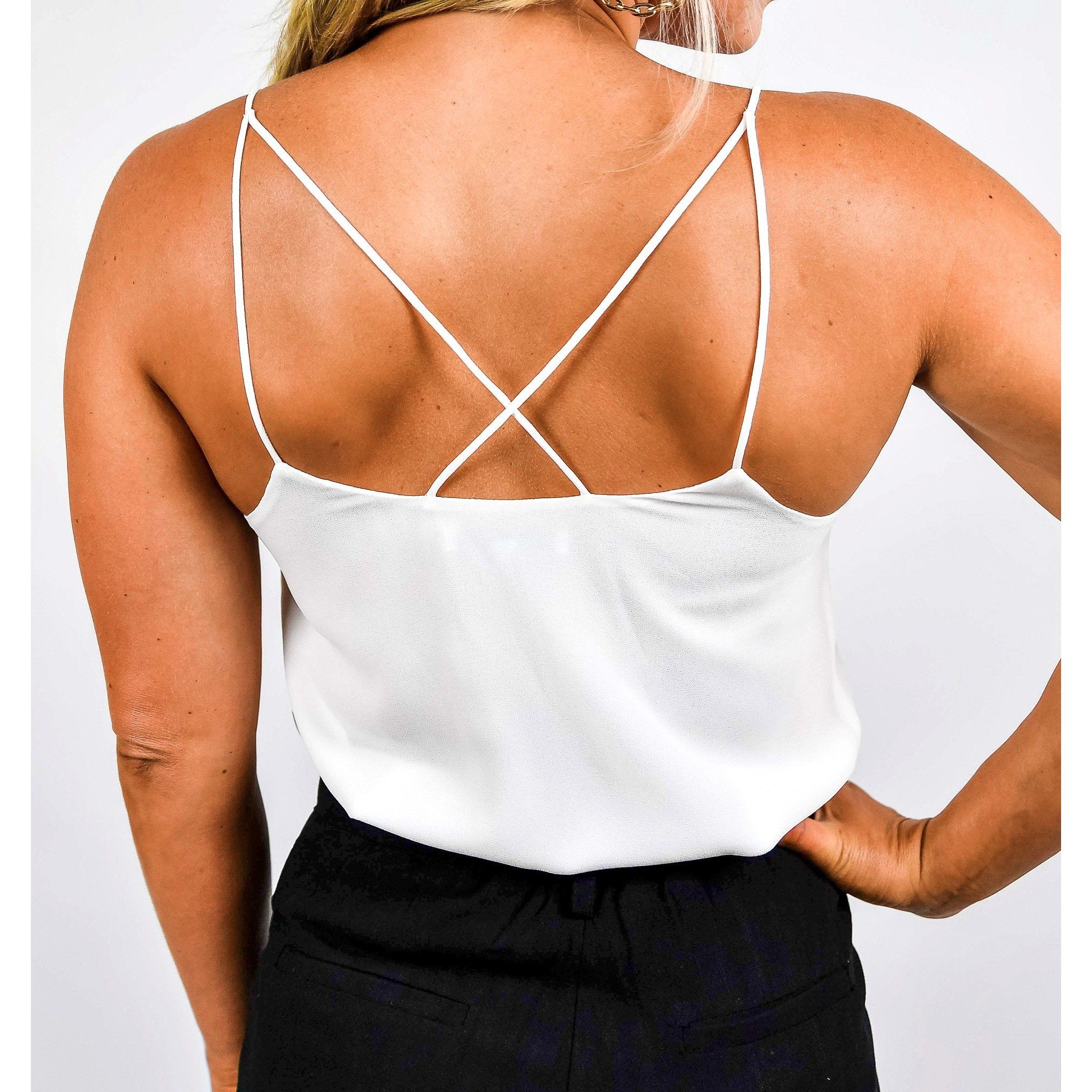 Scalloped White Cami Tank