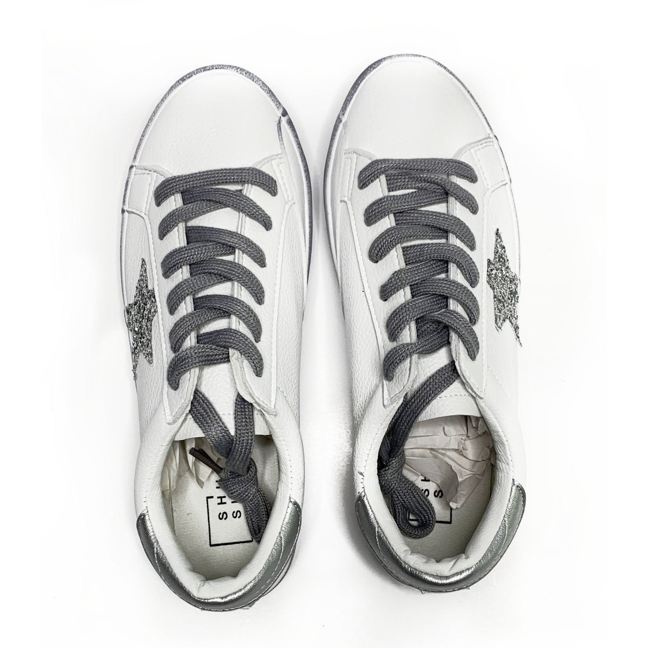 Thea Silver Glitter Sequin Star Sneakers