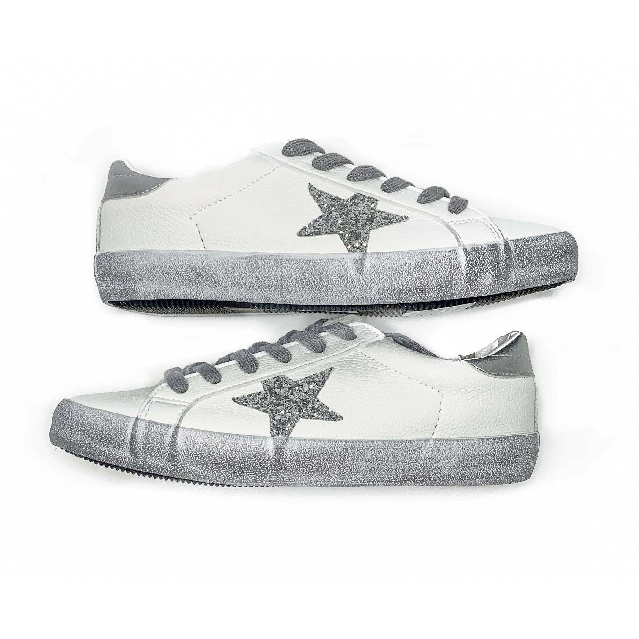 Thea Silver Glitter Sequin Star Sneakers