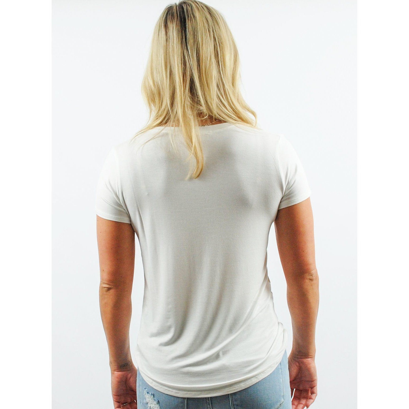 V-Neck Short Sleeve Front Pocket Tee with Pocket
