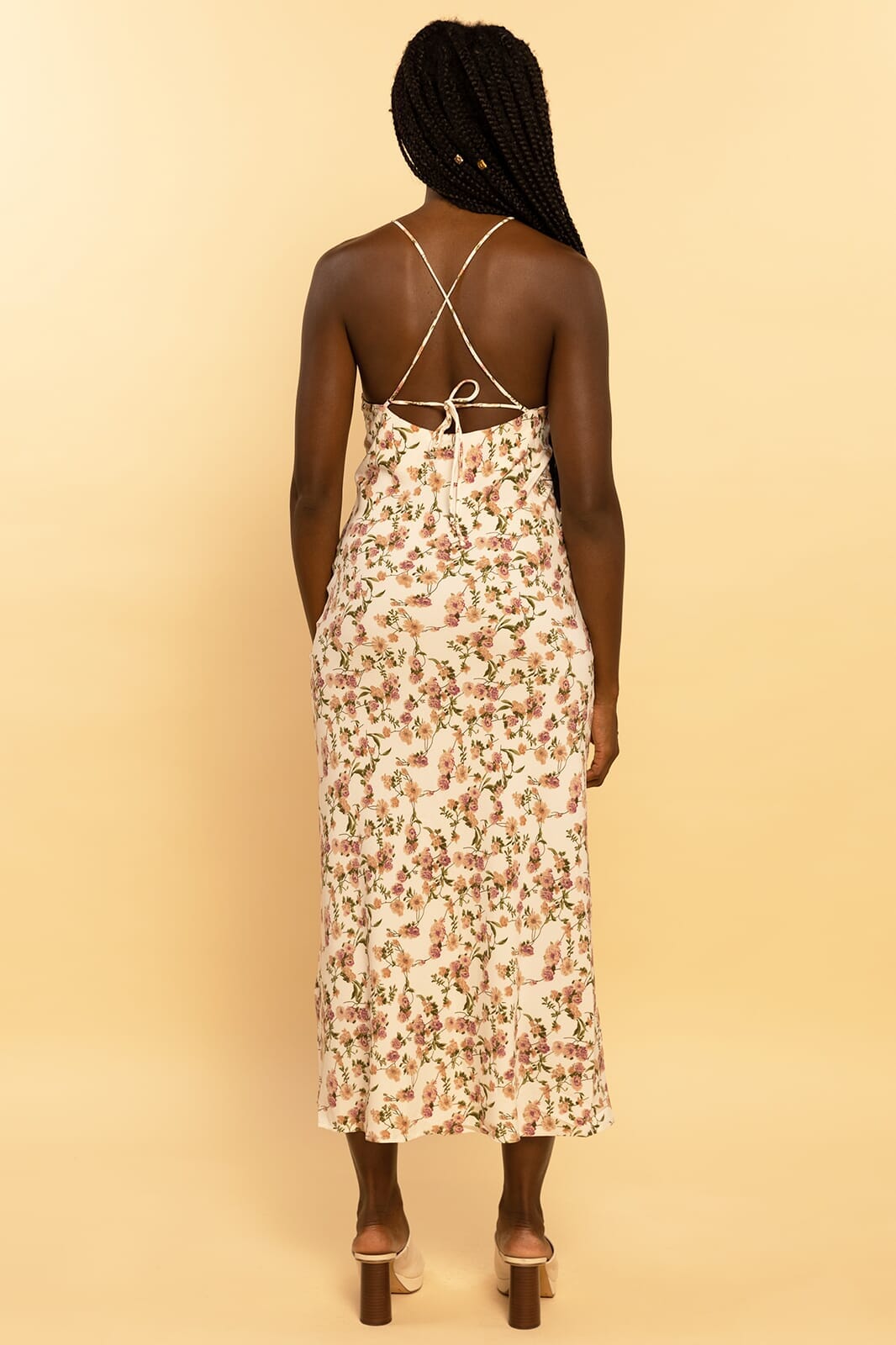 White Floral Print Strappy Side Split Maxi Dress