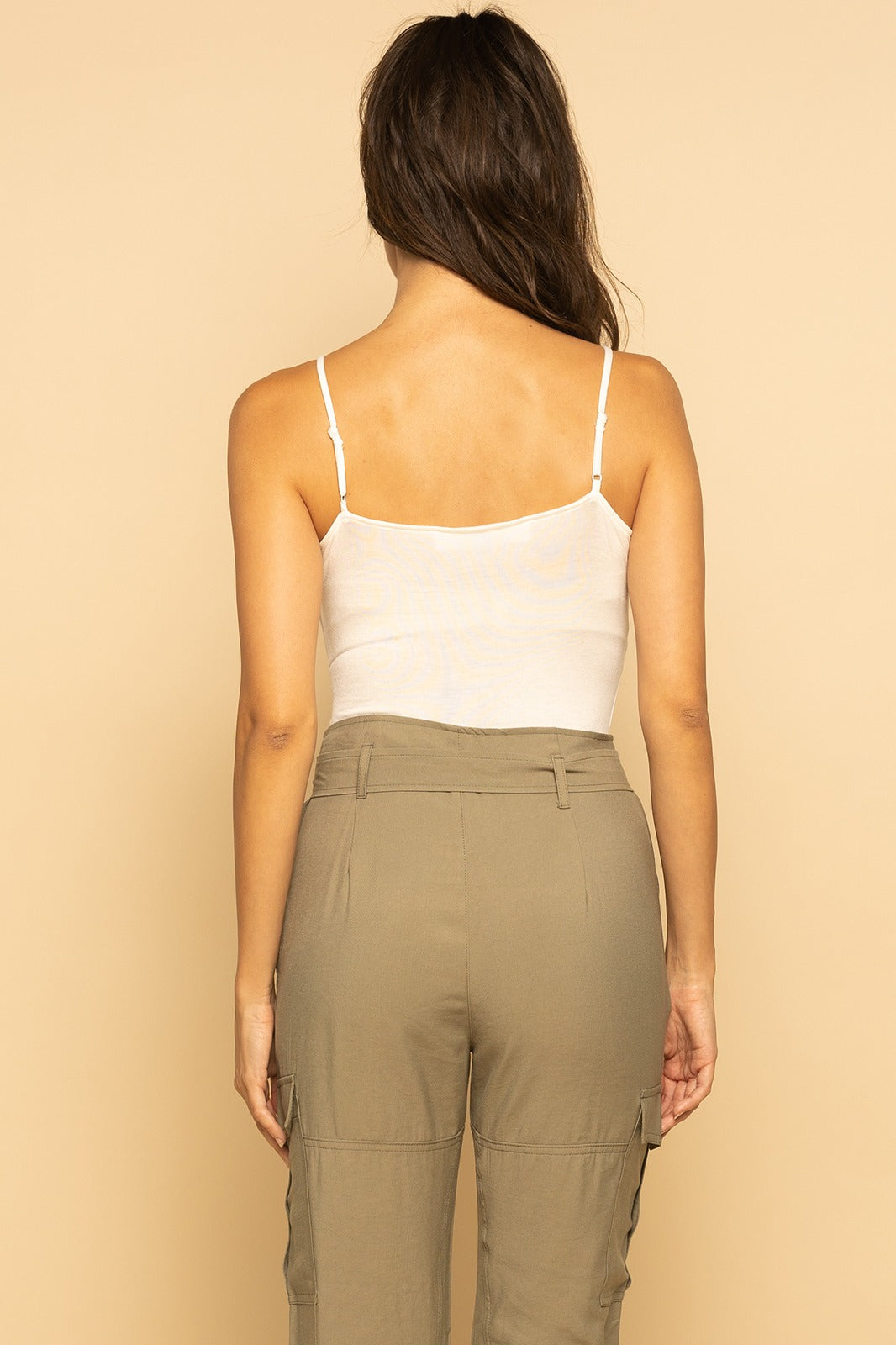 White Strappy Cami Square Neck Bodysuit